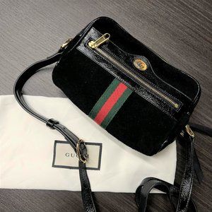 Gucci Ophidia Mini Suede Black Crossbody Bag